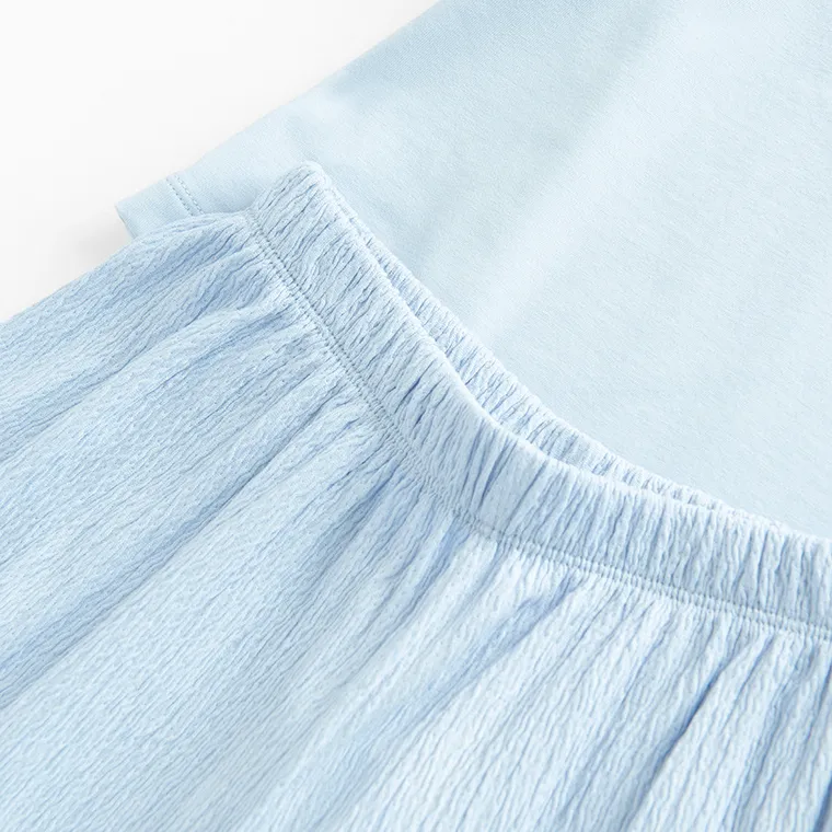 Cool Club, Set pentru fete, Bluza cu maneca scurta, Pantaloni din textil, wide, albastru