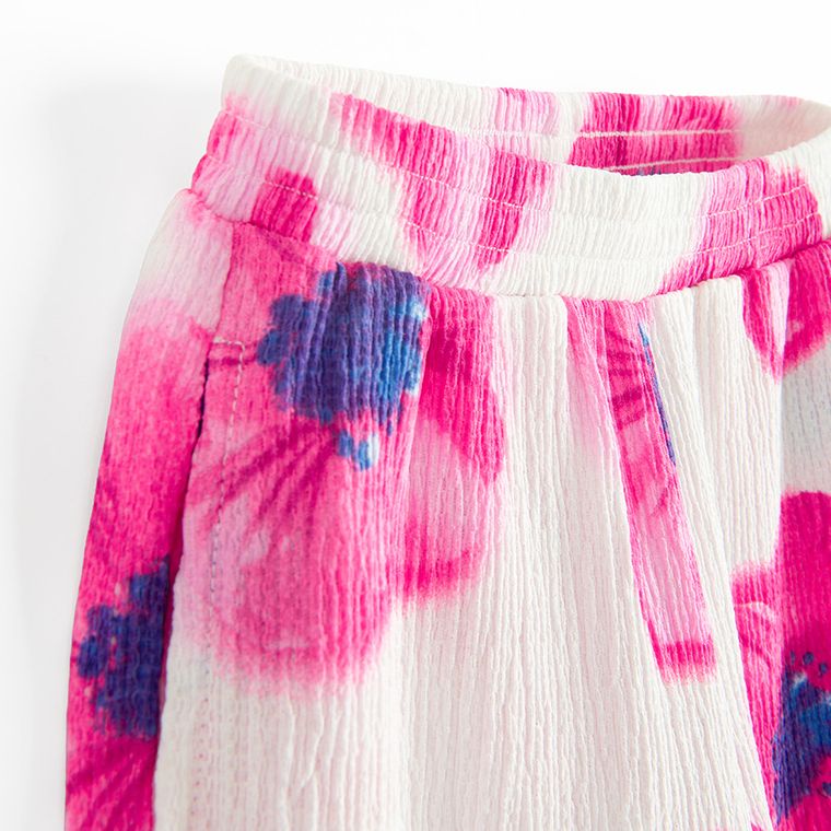 Cool Club, Set pentru fete, Bluza fara maneci, Pantaloni din textil, wide, alb