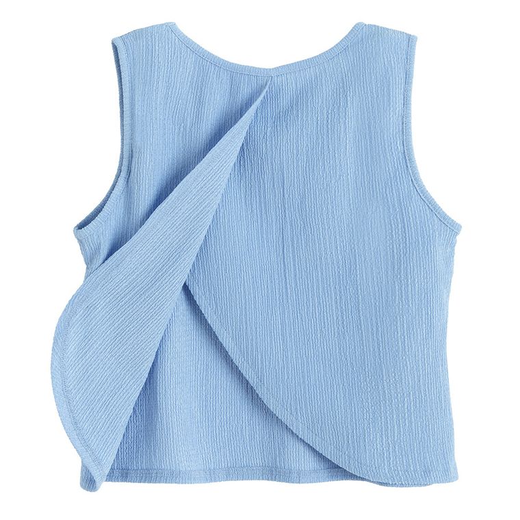 Cool Club, Set pentru fete, Bluza fara maneci, Pantaloni din textil, wide, albastru