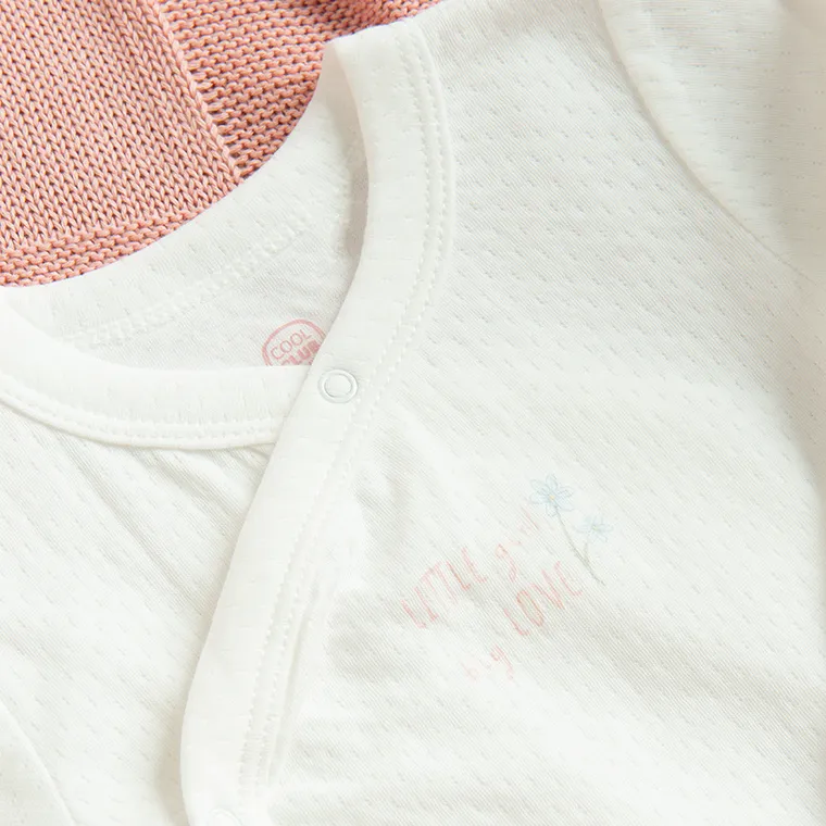 Cool Club, Set pentru fete, Body cu maneca lunga, Pantaloni, Bluza cu capse, alb