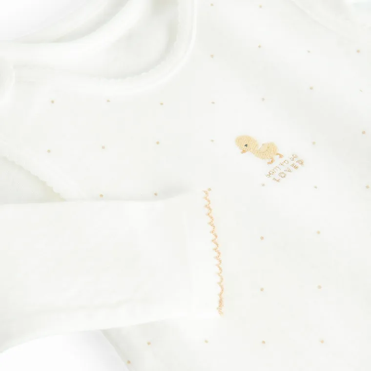 Cool Club, Set pentru fete, Body cu maneca lunga, Salopeta cu botosei, alb