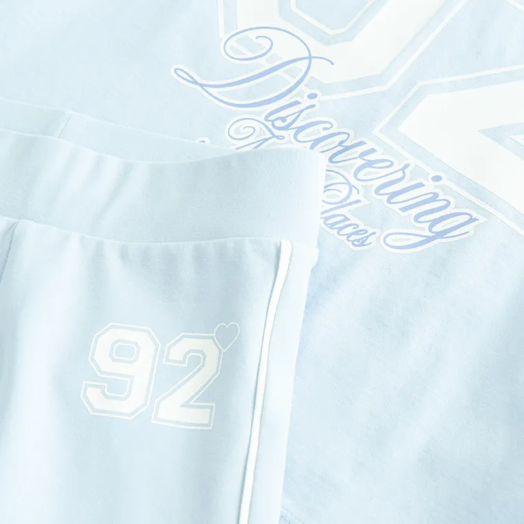 Cool Club, Set pentru fete, Tricou, Colanti scurti, albastru