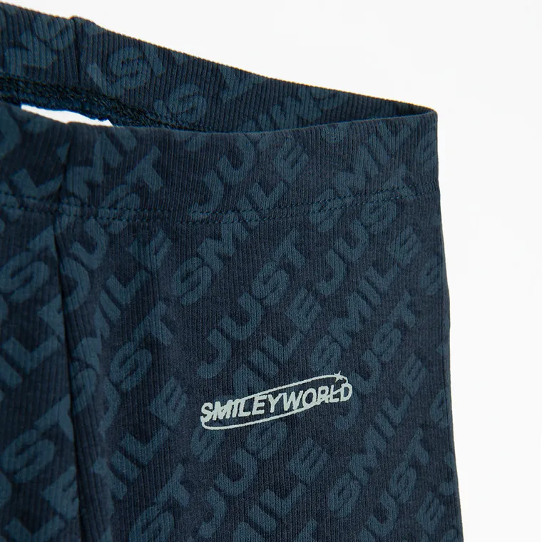 Cool Club, Set pentru fete, Tricou, Colanti scurti, din tricot striat, negru, imprimeu SmileWorld