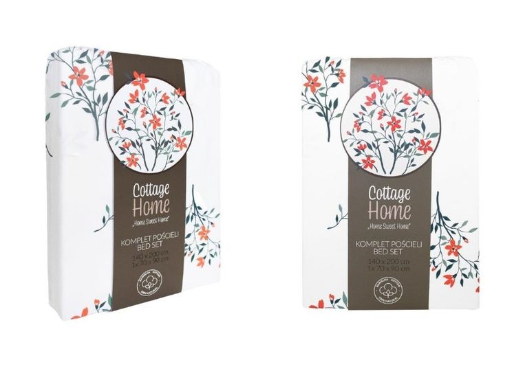 Cottage Home, Flori Delicate, set lenjerie de pat, 3 piese, 140-200 cm