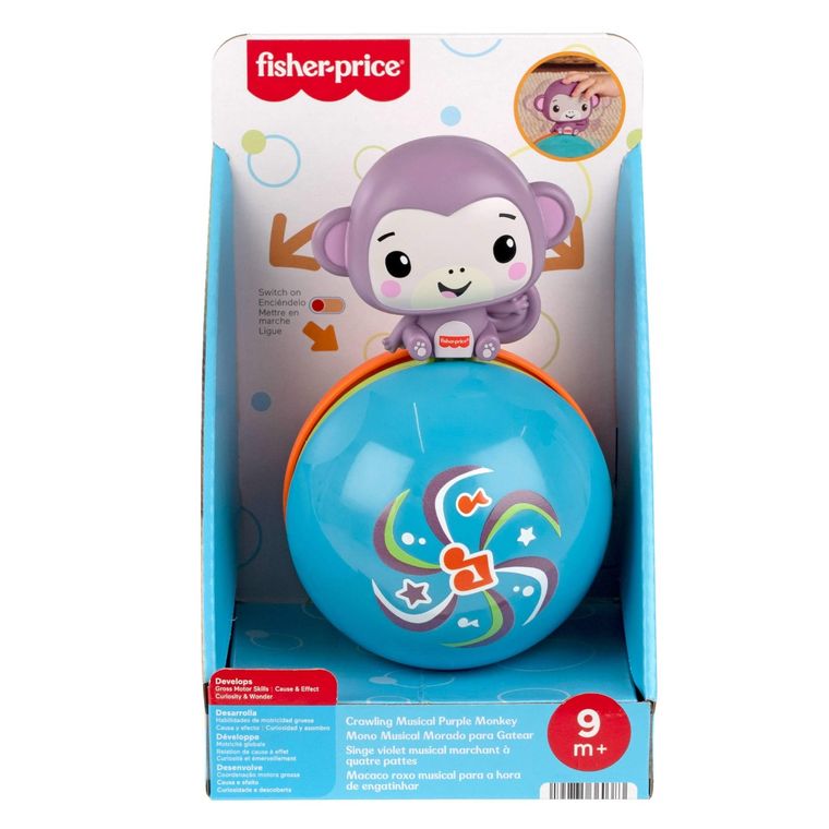 Fisher-Price, Crawling Musical Purple Monkey, jucarie stimulativa pentru bebelusi