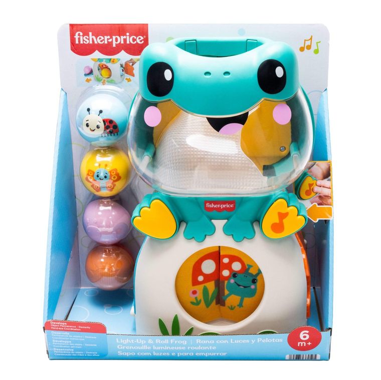 Fisher-Price, Light-Up & Roll Frog, jucarie interactiva cu bile