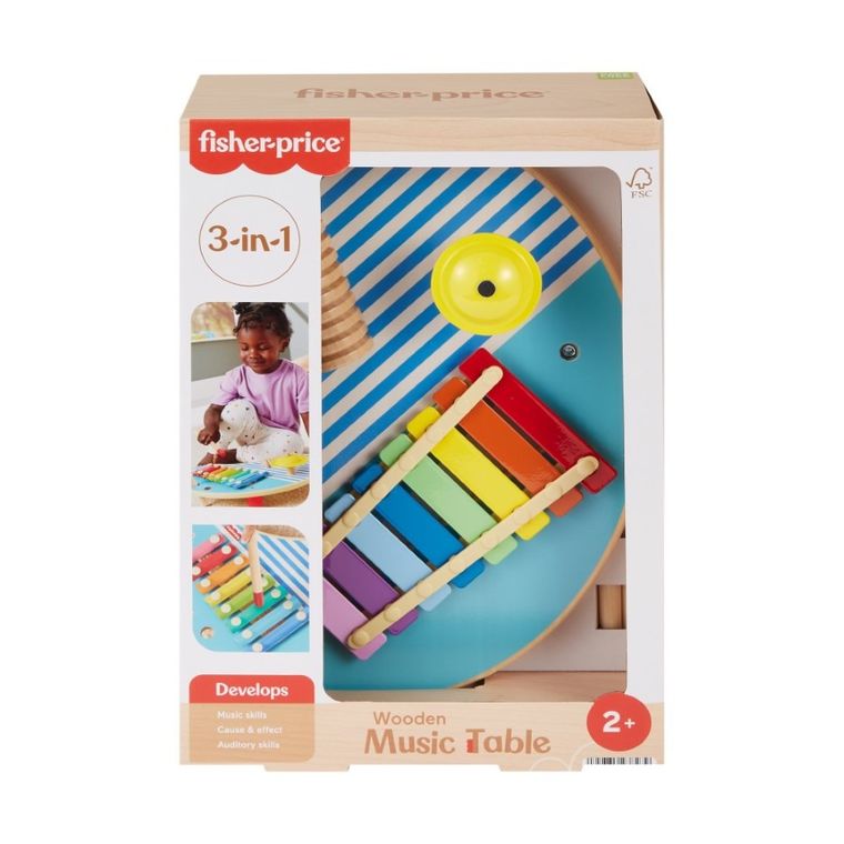 Fisher-Price, masa muzicala, jucarie din lemn