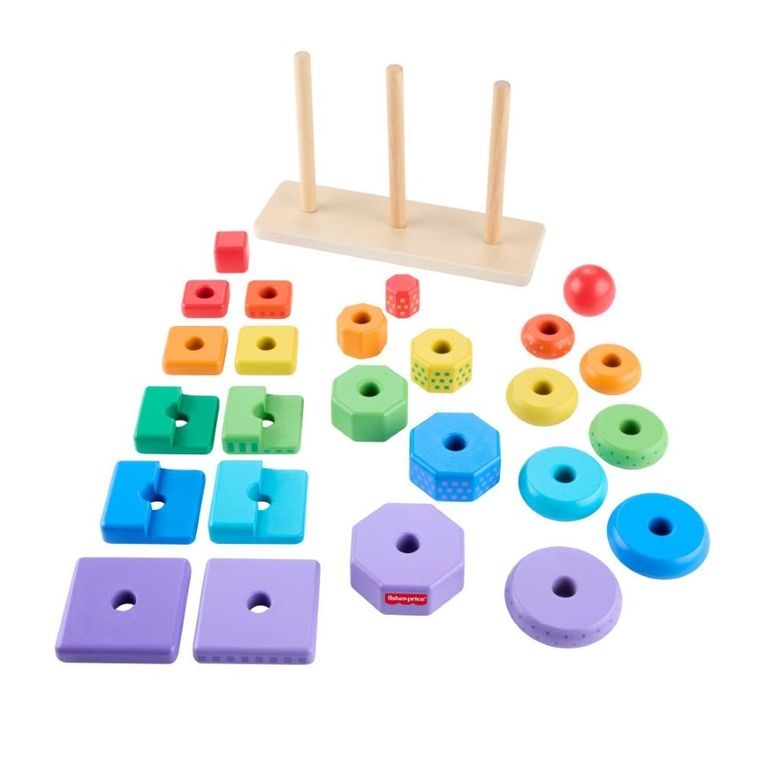Fisher-Price, Stacking Shape Sorter, jucarie din lemn pentru bebelusi