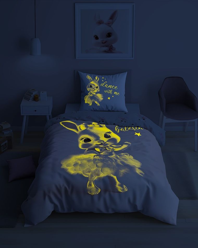 Fluo, set de lenjerie de pat pentru tineri, 140-200 cm + 70-80 cm, Rabbit