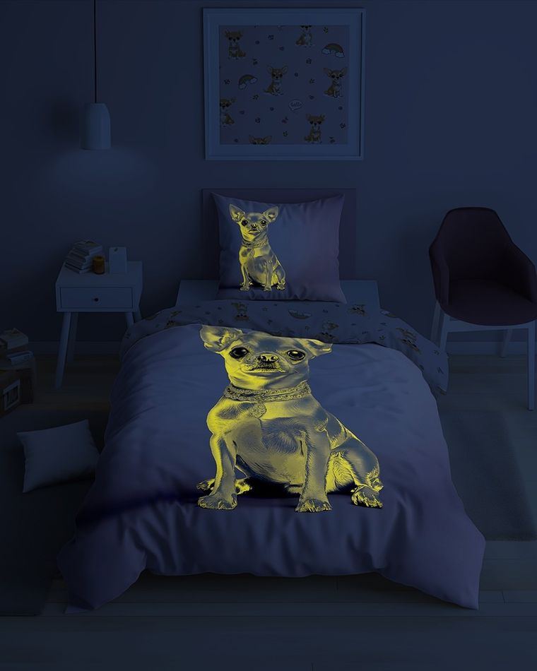 Fluo, set de lenjerie de pat pentru tineri, 160-200 cm + 70-80 cm, Dogs