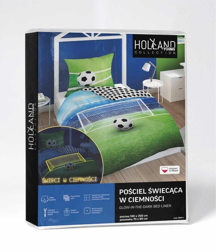 Fotball, set lenjerie de pat single, fluo, 160-200 cm