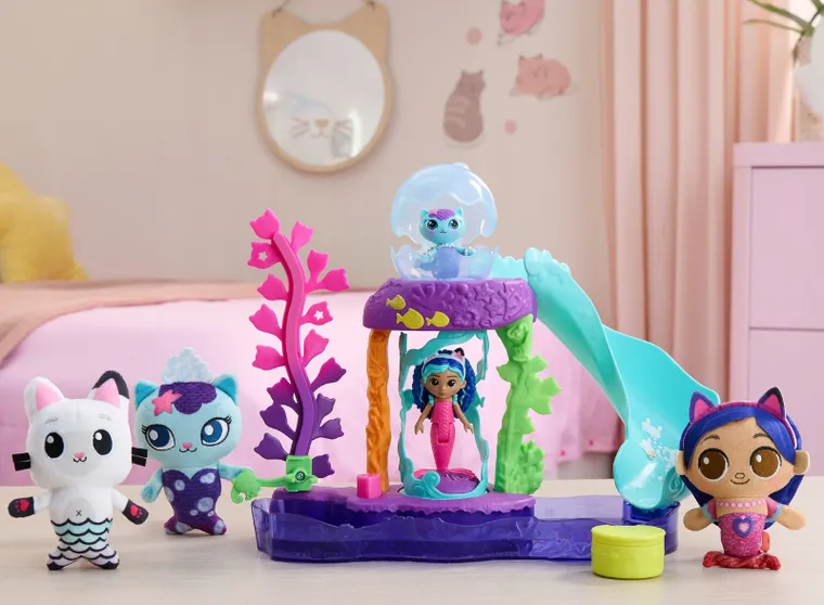 Gabby's Dollhouse Movie, MerCat's Colorful Kitty Aquarium, set de joaca cu 2 figurine
