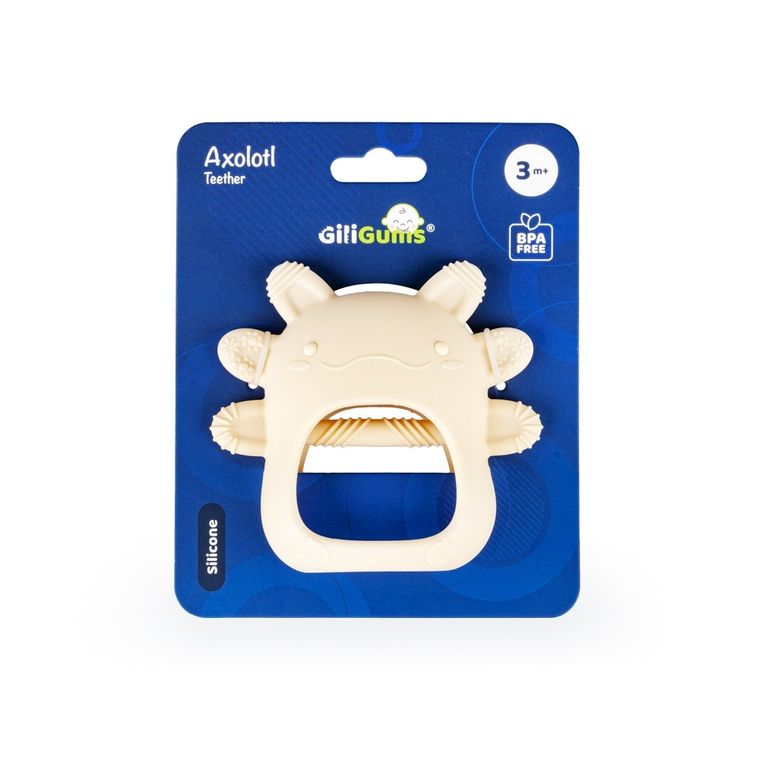 GiliGums, Axolotl, jucarie dentitie din silicon, bej