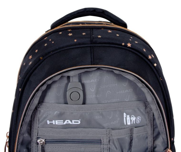 Head, Golden Effect, rucsac pentru scoala, cu 3 compartimente, Classy Gold