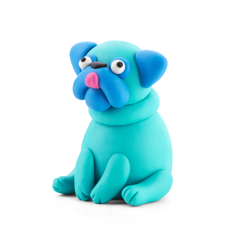 Hey Clay, Dog Story, set creativ, 15 cutii de plastilina