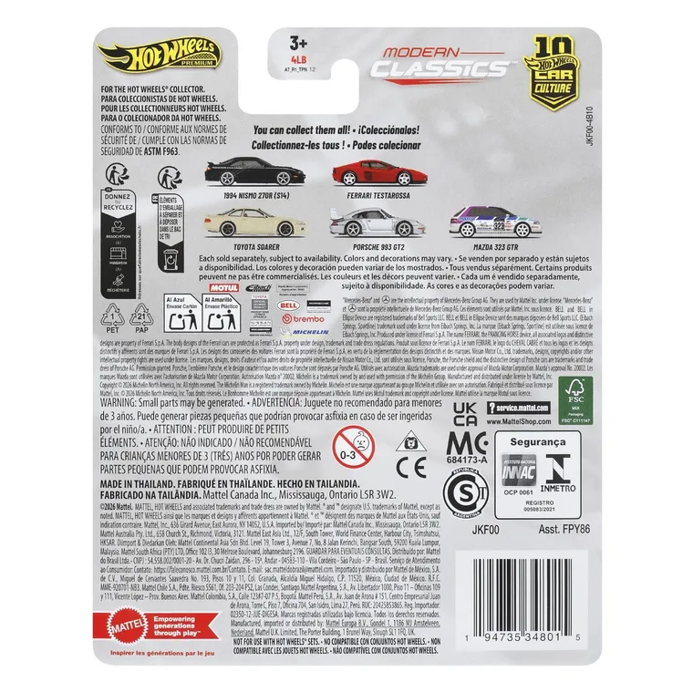 Hot Wheels, Car Culture, Ferrari Testarossa, masina, scara 1:64, JKF00