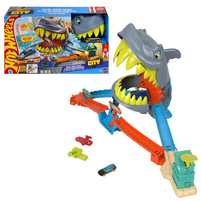 Hot Wheels City, Shark Chomp Beach, set de joaca cu masina