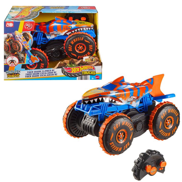 Hot Wheels, Monster Trucks, Tiger Shark, masina cu telecomanda
