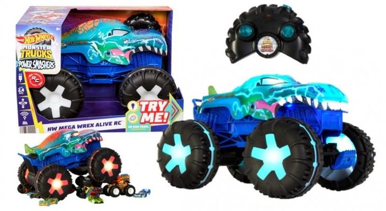 Hot Wheels, Monster Trucks, Wrex Alive, masina cu telecomanda, scara 1:15