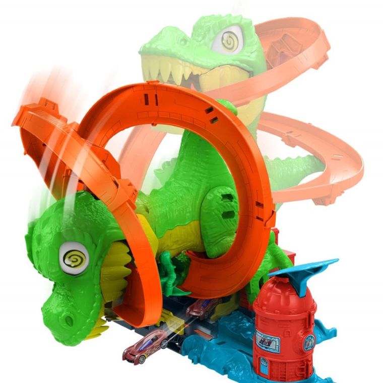 Hot Wheels, T-Rex Blaze Battle, set de joaca cu masina