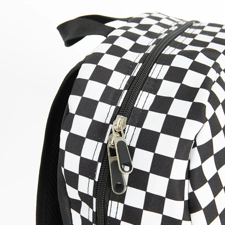 Kayokki, ghiozdan, 1 compartiment, carouri, alb-negru