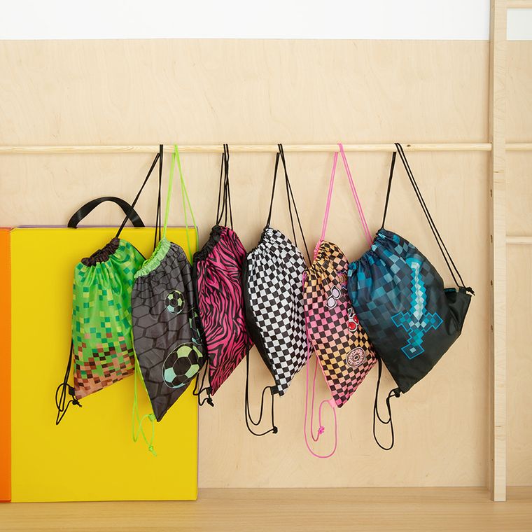 Kayokki, rucsac cu snur, carouri roz-portocaliu