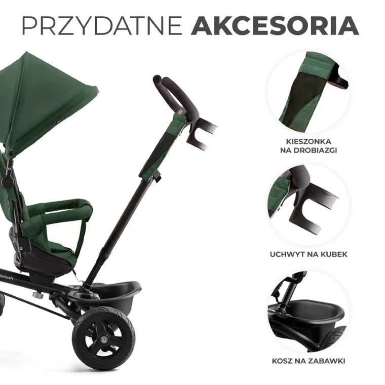 Kinderkraft, Aveo, bicicleta cu trei roti, Mystic Green
