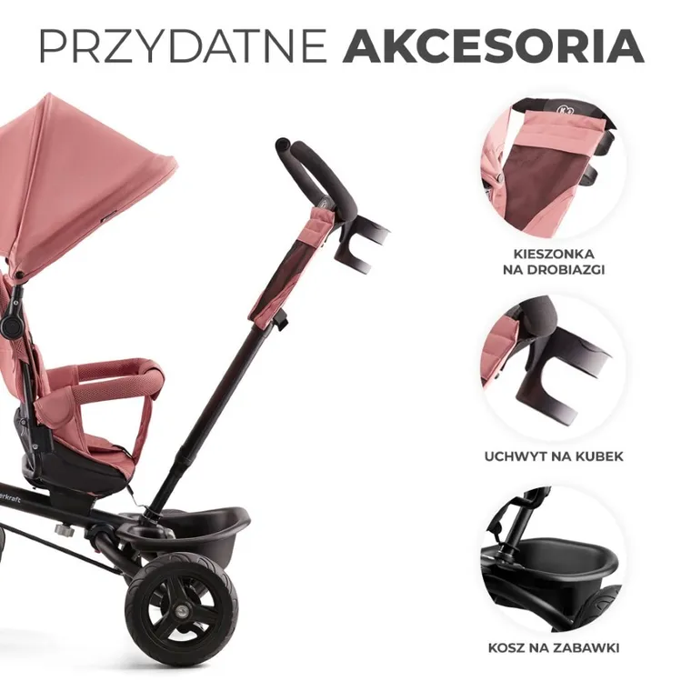 Kinderkraft, Aveo, bicicleta cu trei roti, Rose Pink