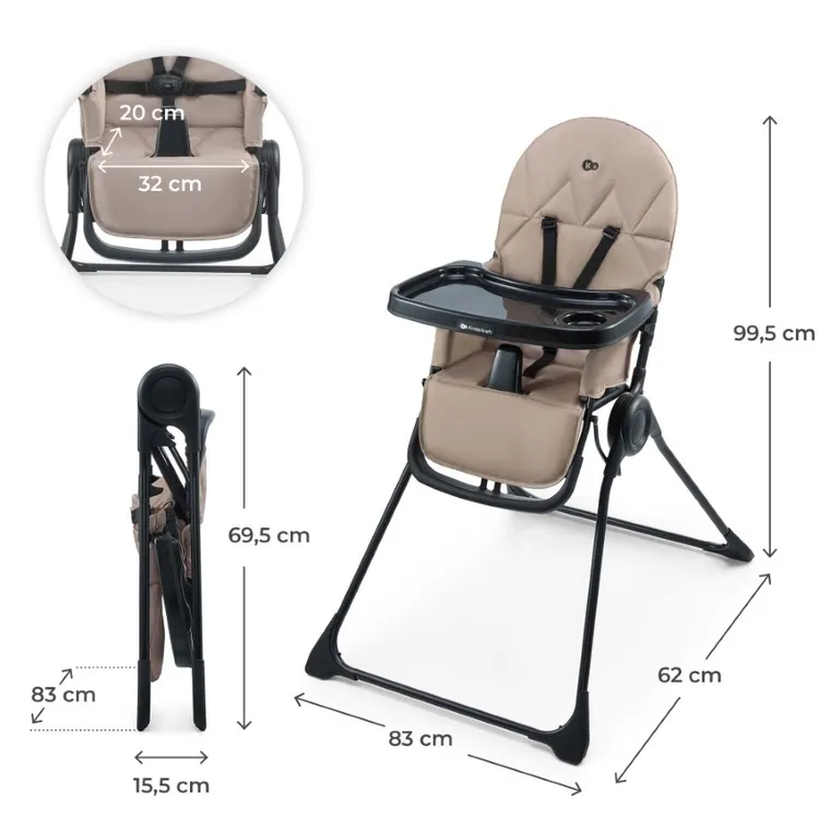 Kinderkraft, Binci, scaun inalt, beige