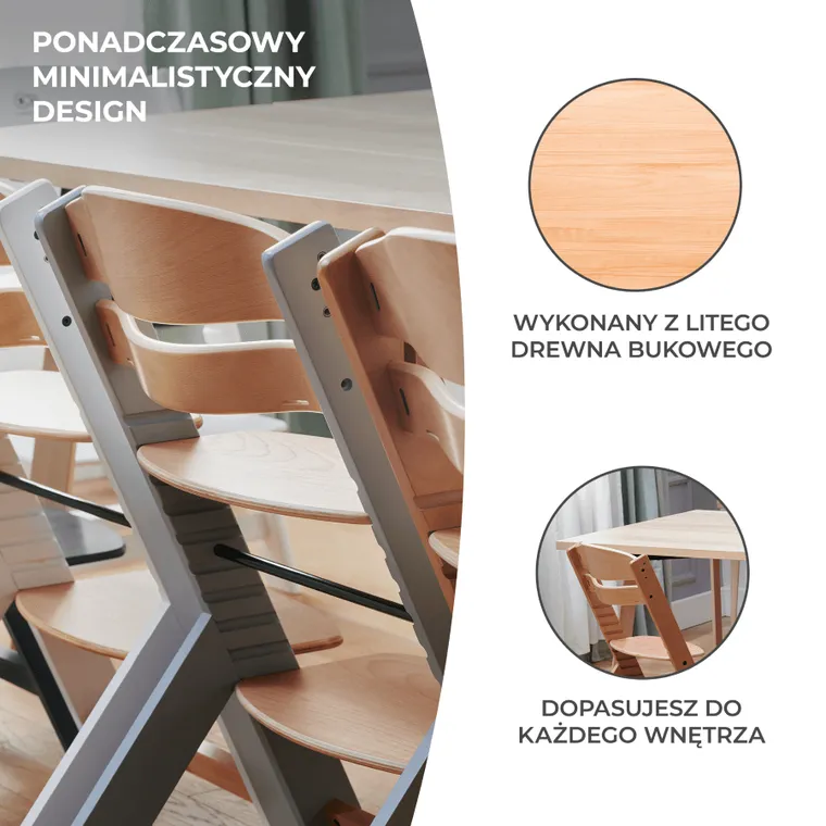 Kinderkraft, Enock, scaun inalt 3in1 cu perna, pcioare alb