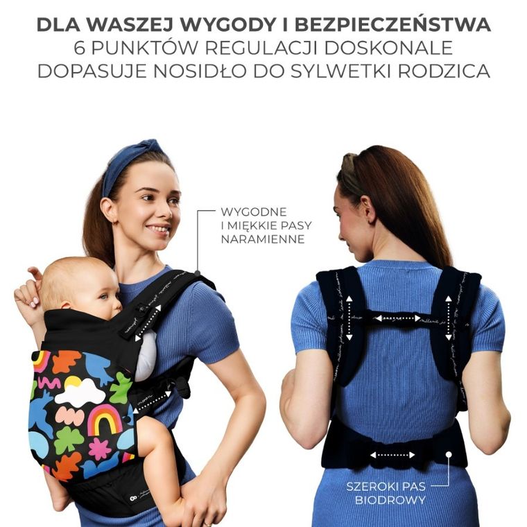 Kinderkraft, Huggy, marsupiu ergonomic, Happy Shapes