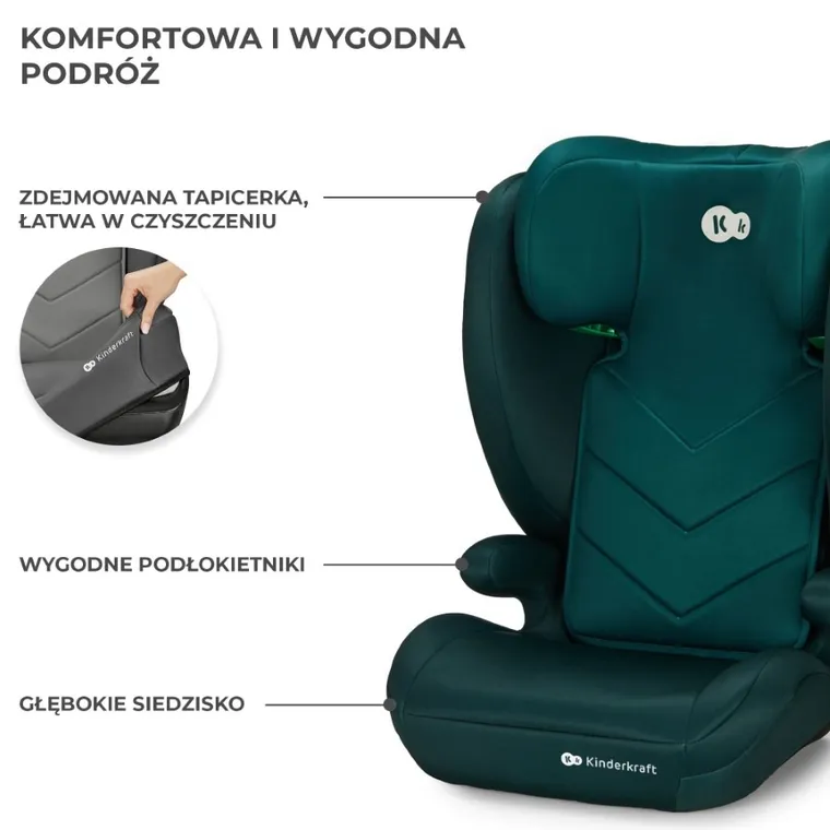 Kinderkraft, I-Spark, scaun auto, 100-150 cm, Green