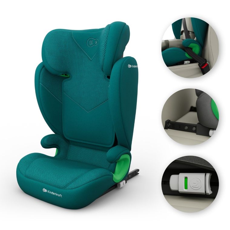 Kinderkraft, Junior Fix 2 Plus, i-Size, scaun auto, green, 100-150 cm