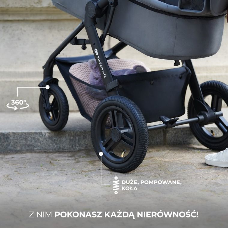 Kinderkraft, Moov 2 Air, carucior multifunctional 3in1, Pure Black
