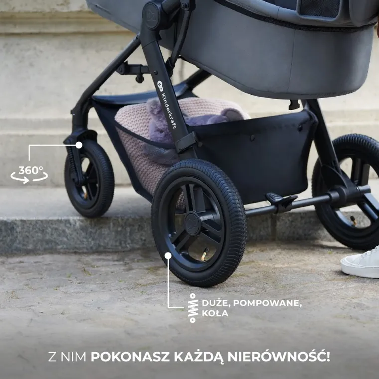 Kinderkraft, Moov 2, Air Wheels, carucior multifunctional 4in1, Moonlight Grey