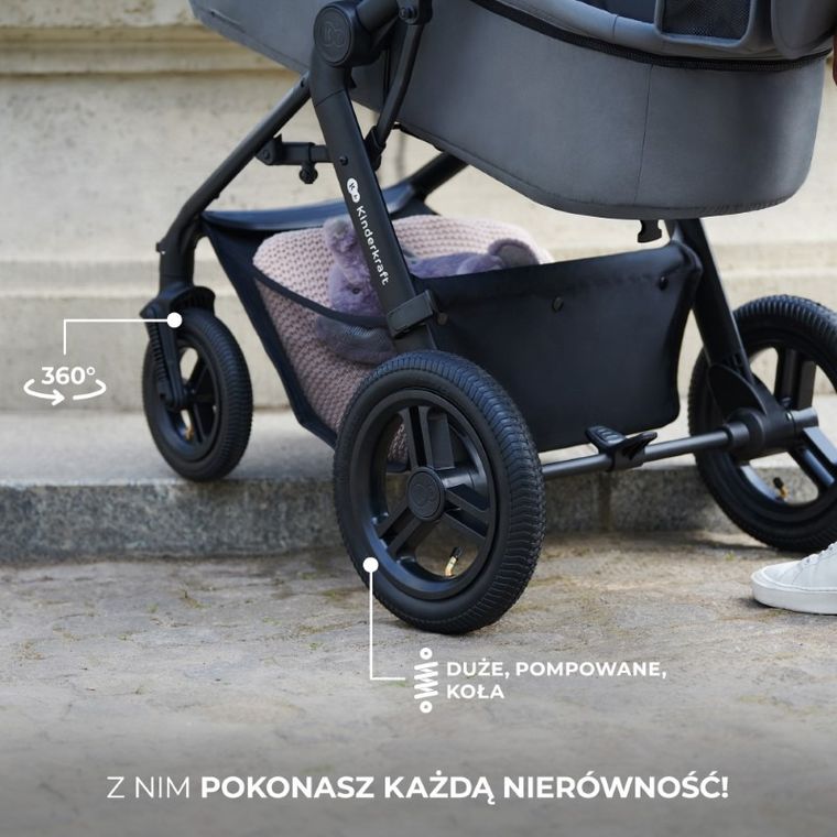 Kinderkraft, Moov 2, Air Wheels, carucior multifunctional 4in1, Sand Beige