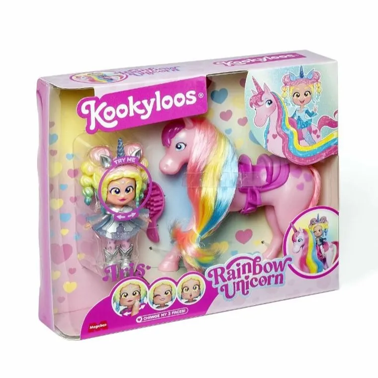 KookyLoos, Rainbow Unicorn, set cu figurina si unicorn