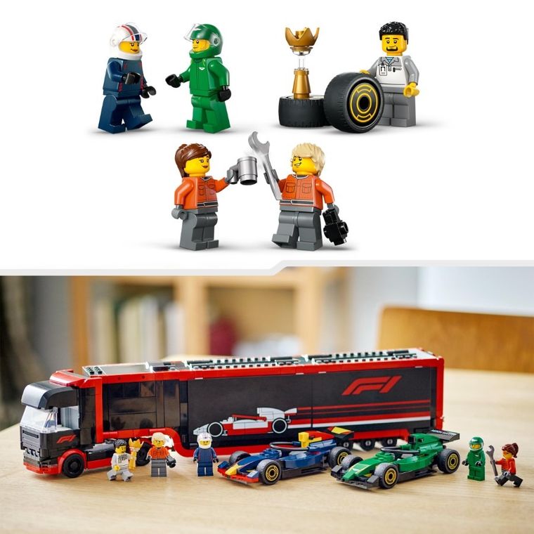 LEGO City, Camion F1 cu masinile F1 RB20 si AMR24, 60445