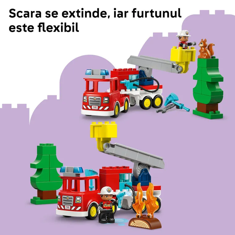 LEGO DUPLO Town, Camion de pompieri cu furtun si pompier, 10473
