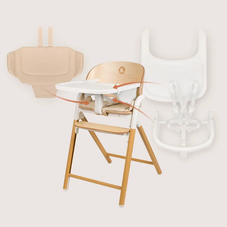 Lionelo, Celia, scaun multifunctional din lemn 3in1, White Natural Wood