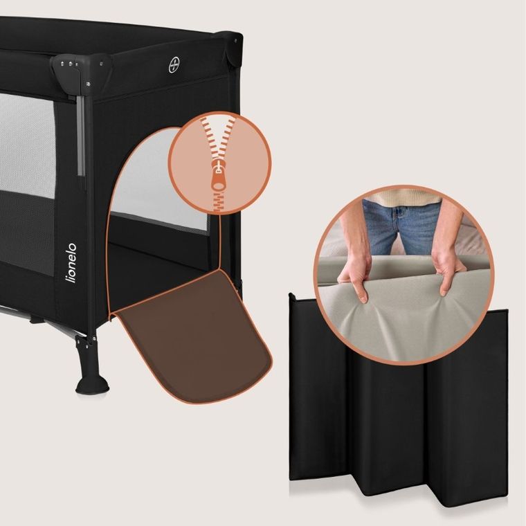Lionelo, Ellen, patut de calatorie cu extensie mare 3in1, Black