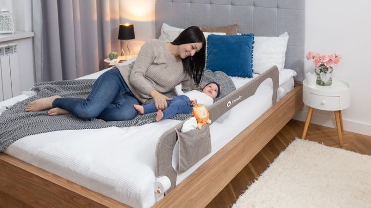 Lionelo, Eva, bariera de protectie pentru patut, Grey Melange