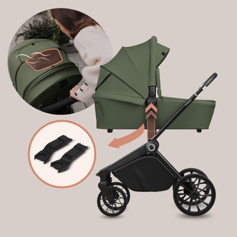 Lionelo, Mika Plus, carucior multifunctional, 3in1, Green Olive