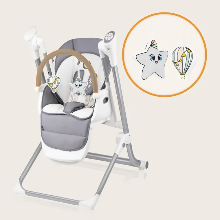 Lionelo, Niles, scaun inalt multifunctional, Grey