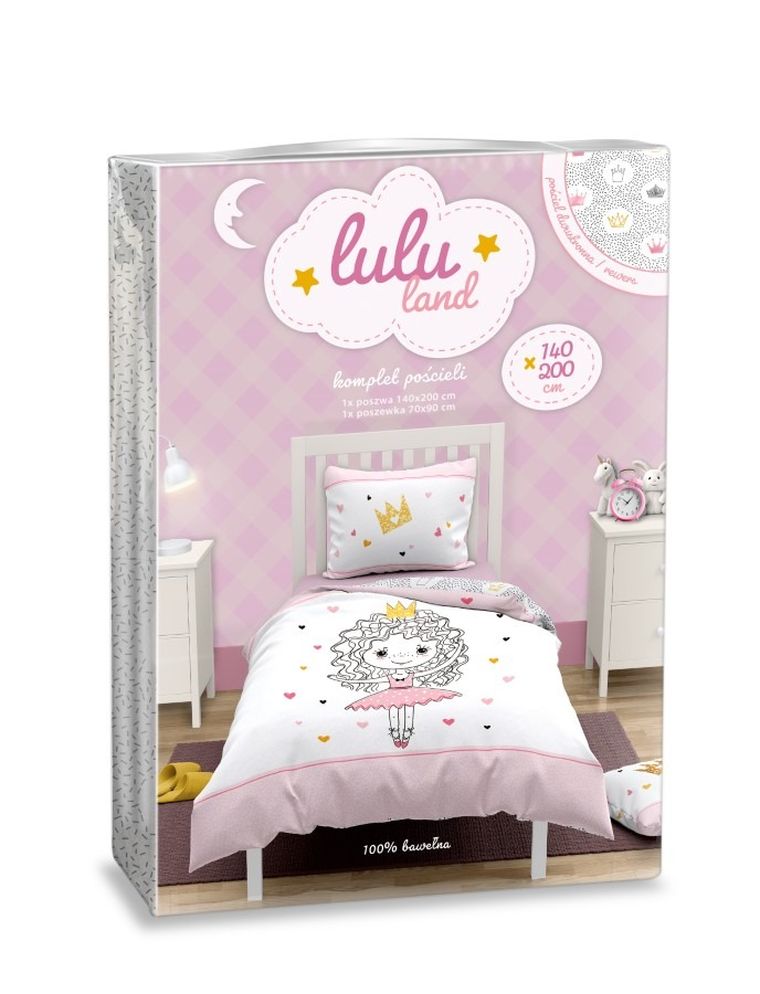 LuLuLand, Printesa roz, set lenjerie de pat single, 140-200 cm