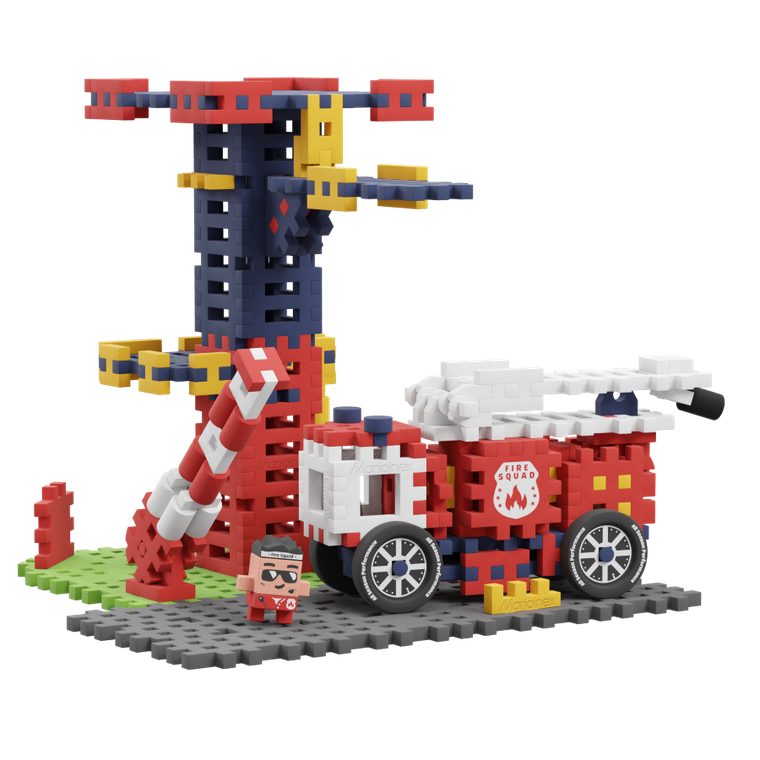 Marioinex, Mini Waffle, City, Statia de pompieri, set de constructie, 280 piese