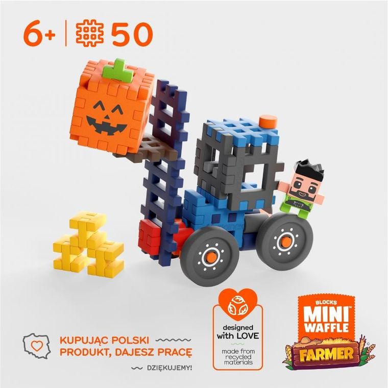 Marioinex, Mini Waffle, Fermier, set de constructie, 50 piese