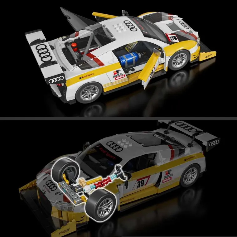 Mattel Brick Shop, Hot Wheels, '15 Audi R8 LMS, set de blocuri, 820 piese