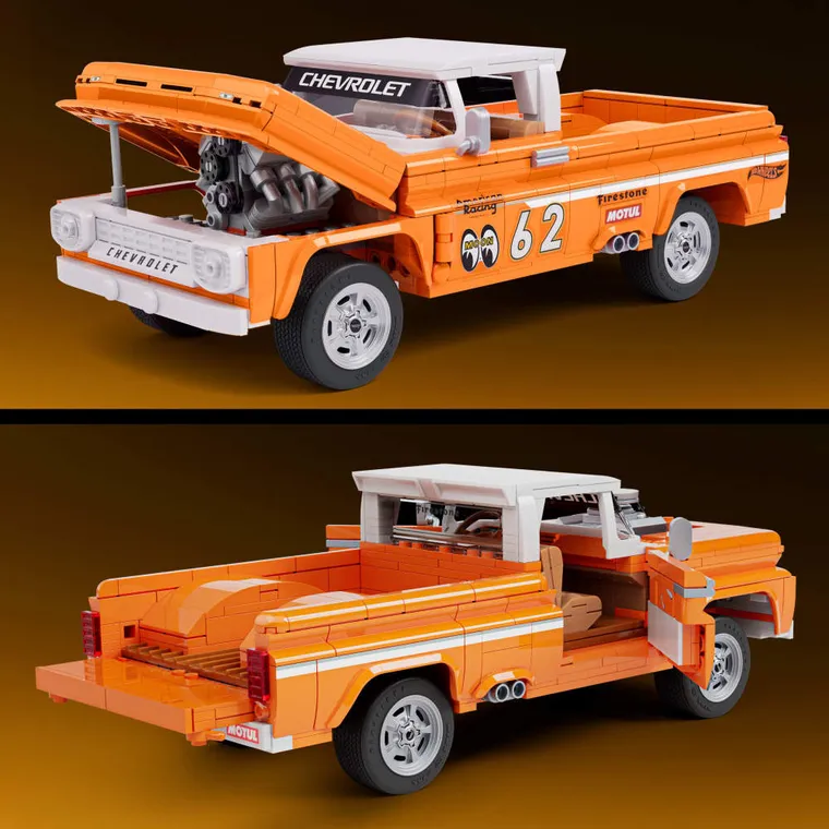 Mattel Brick Shop, Hot Wheels, Elite Series Custom ’62 Chevy Pickup, set de constructie, 858 elemente