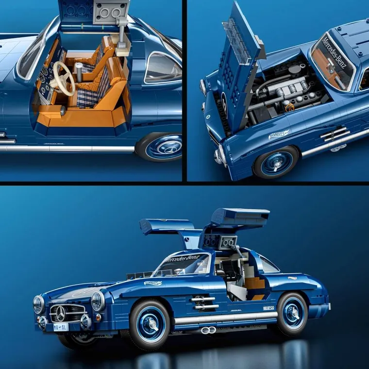 Mattel Brick Shop, Hot Wheels, Mercedes-Benz 300 SL, set de constructie, 1600 elemente